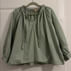 a.n.a Light Green Ruffle Top